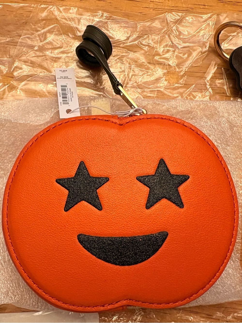 Coach Orange pumpkin zip coin Leather Pouch nwt